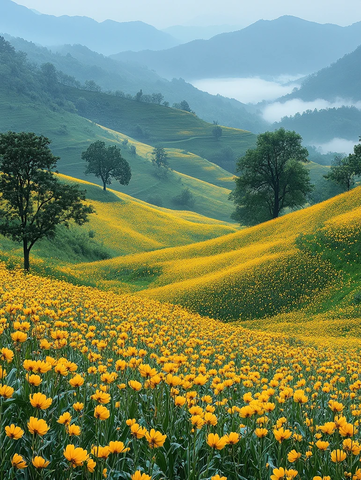 油菜花与玉米地