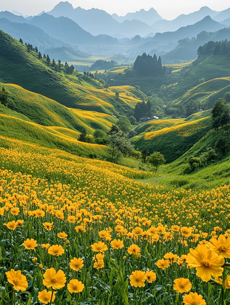 油菜花与玉米地