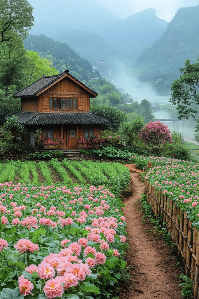 竹林山居菜园风光