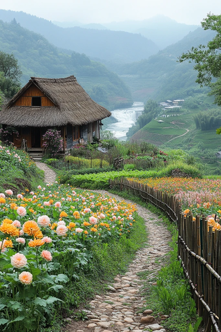 竹林山居菜园风光