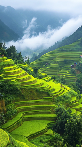 梯田绿金交错