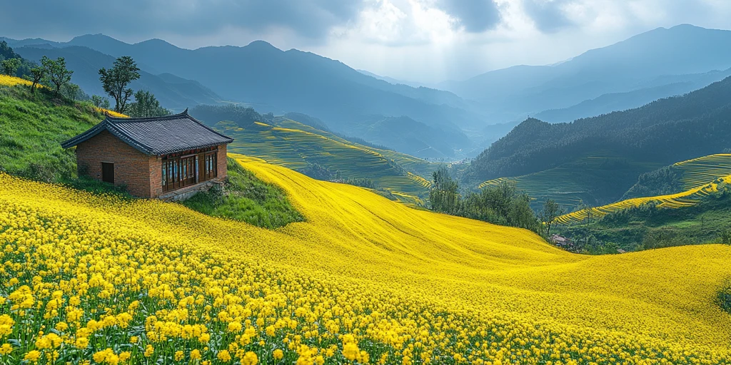 油菜花梯田