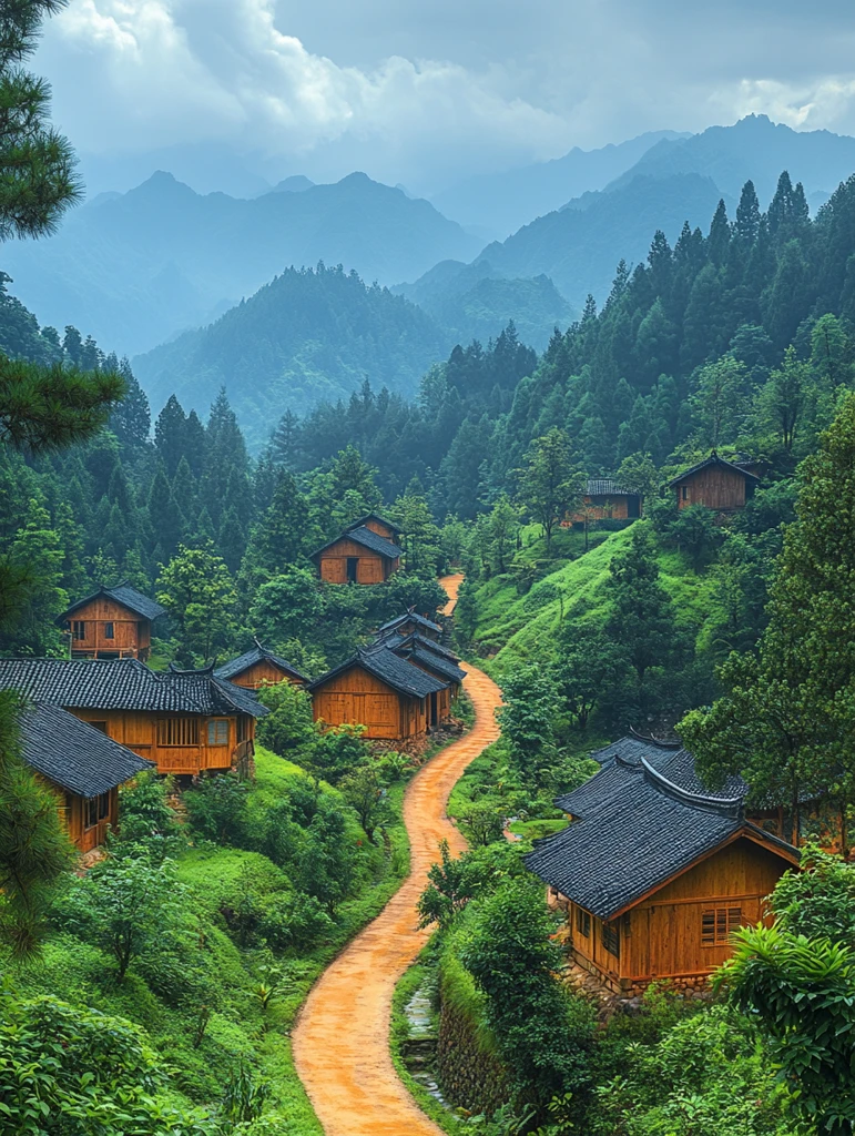 山间公路与苗寨