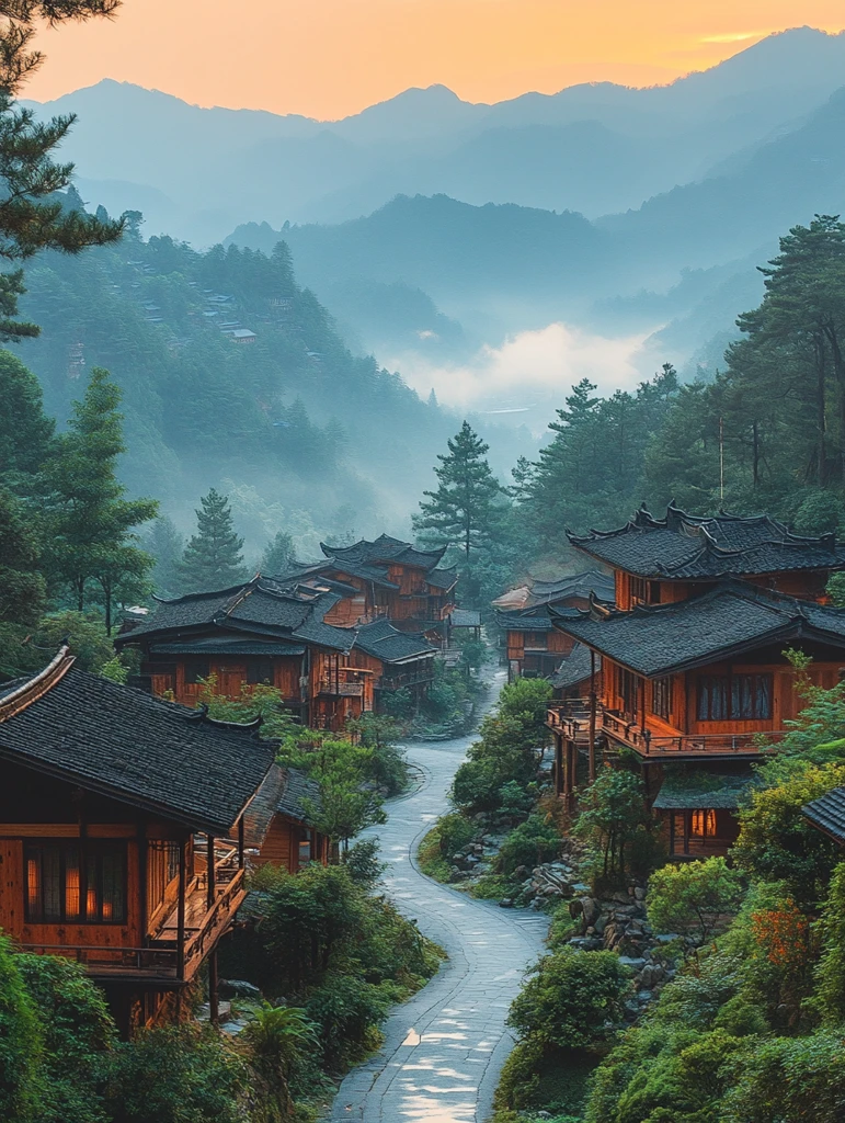 山间公路与苗寨