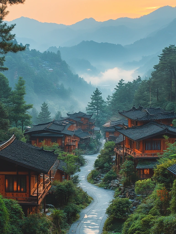 山间公路与苗寨