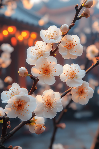 梅花开在老屋前