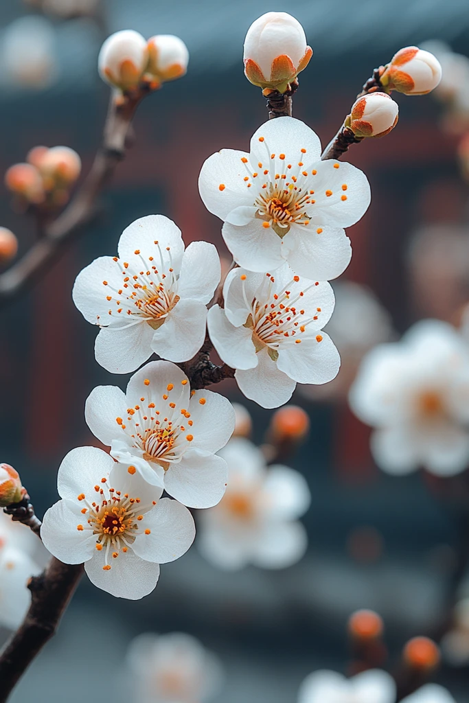 梅花开在老屋前