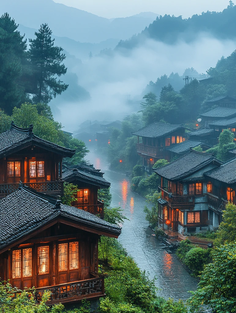 雨后晨雾山景