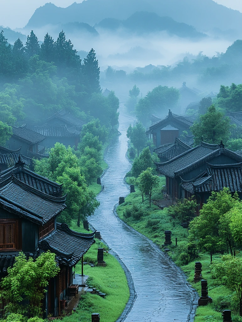 雨后晨雾山景