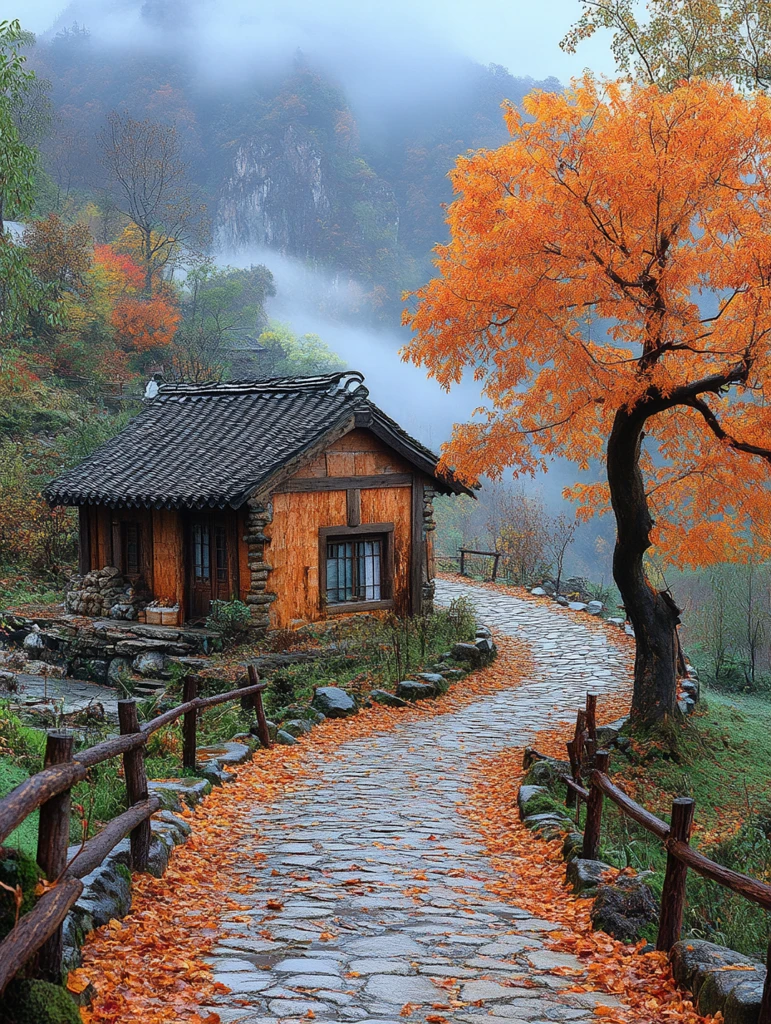 曲径通幽枫叶红