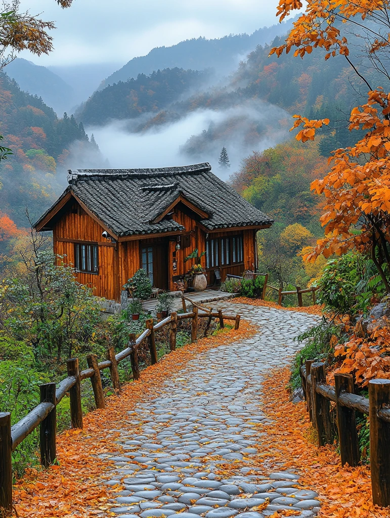 曲径通幽枫叶红