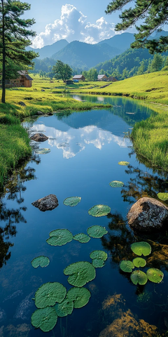 绿野河畔风景图