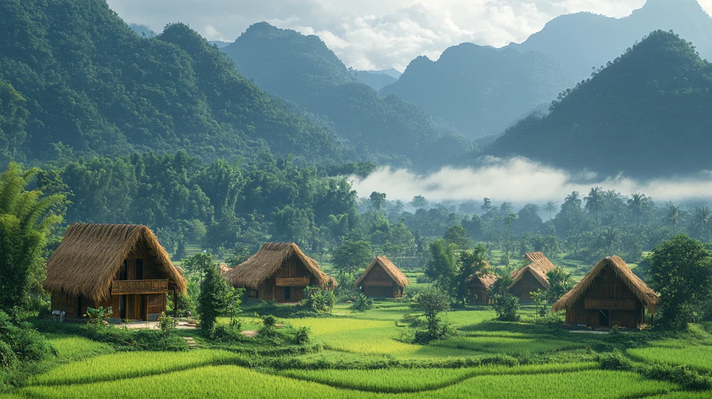 稻草堆水牛茅屋