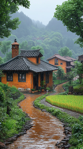 雨后乡村景象