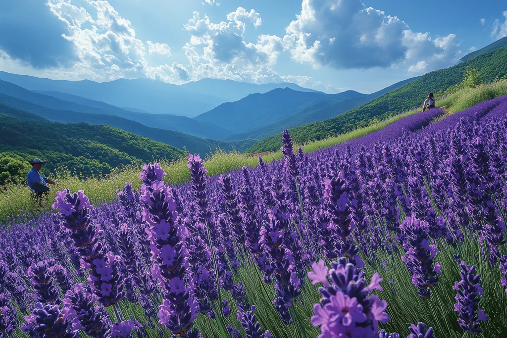 薰衣草花海农耕图