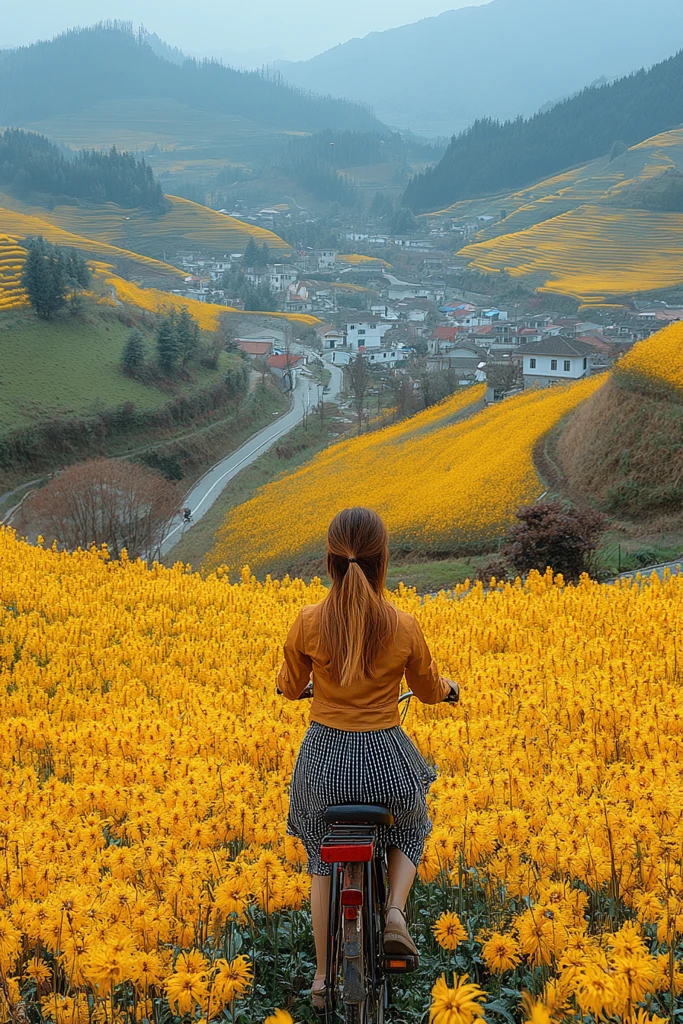 乡村自行车女孩