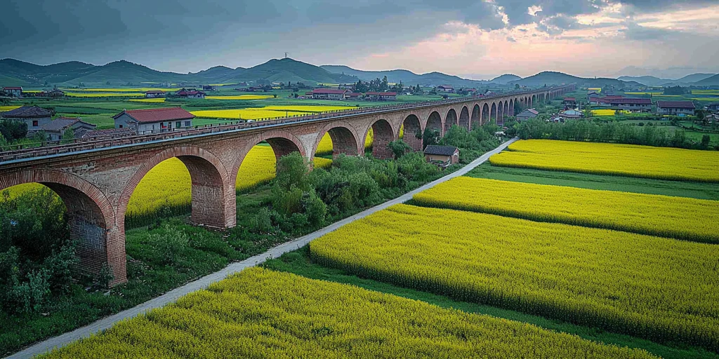 油菜花田高铁桥