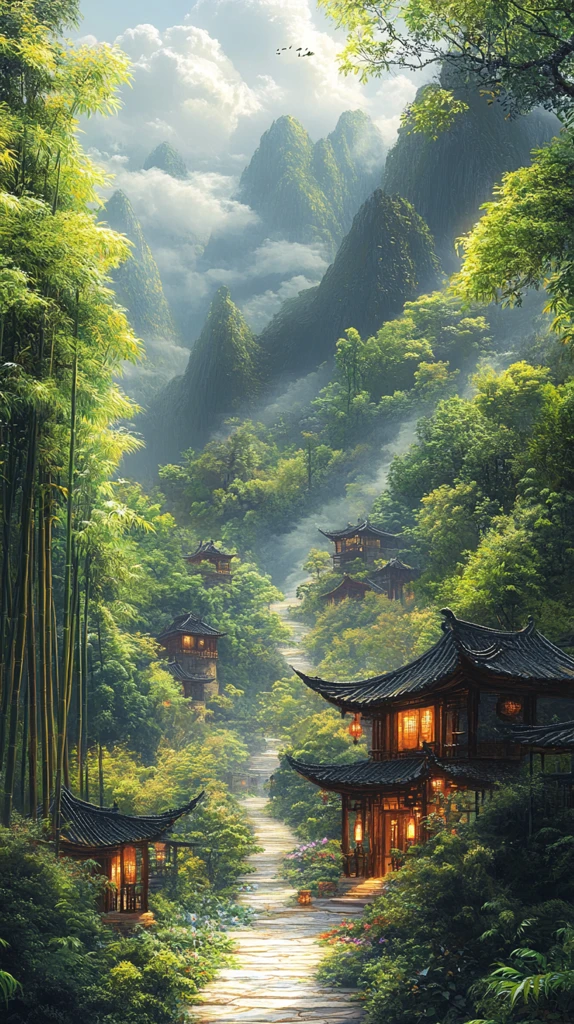竹林山洞阳光