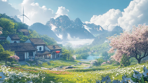 油菜花与徽派建筑