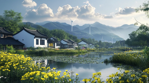 油菜花与徽派建筑