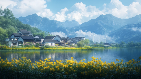 油菜花与徽派建筑