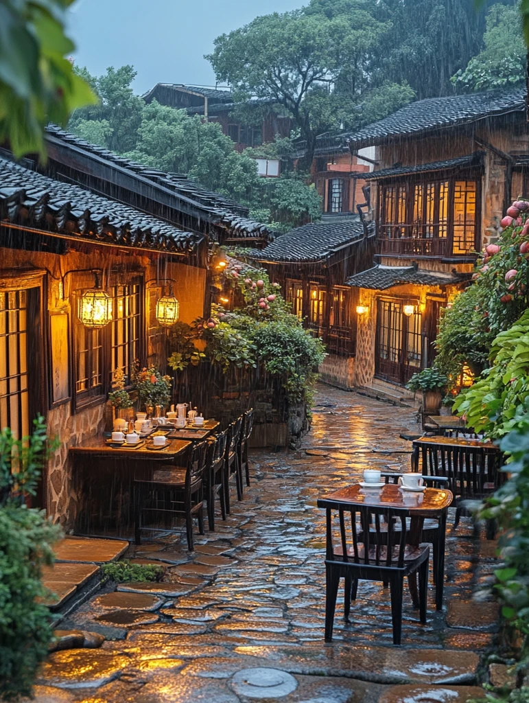 雨后庭院茶席