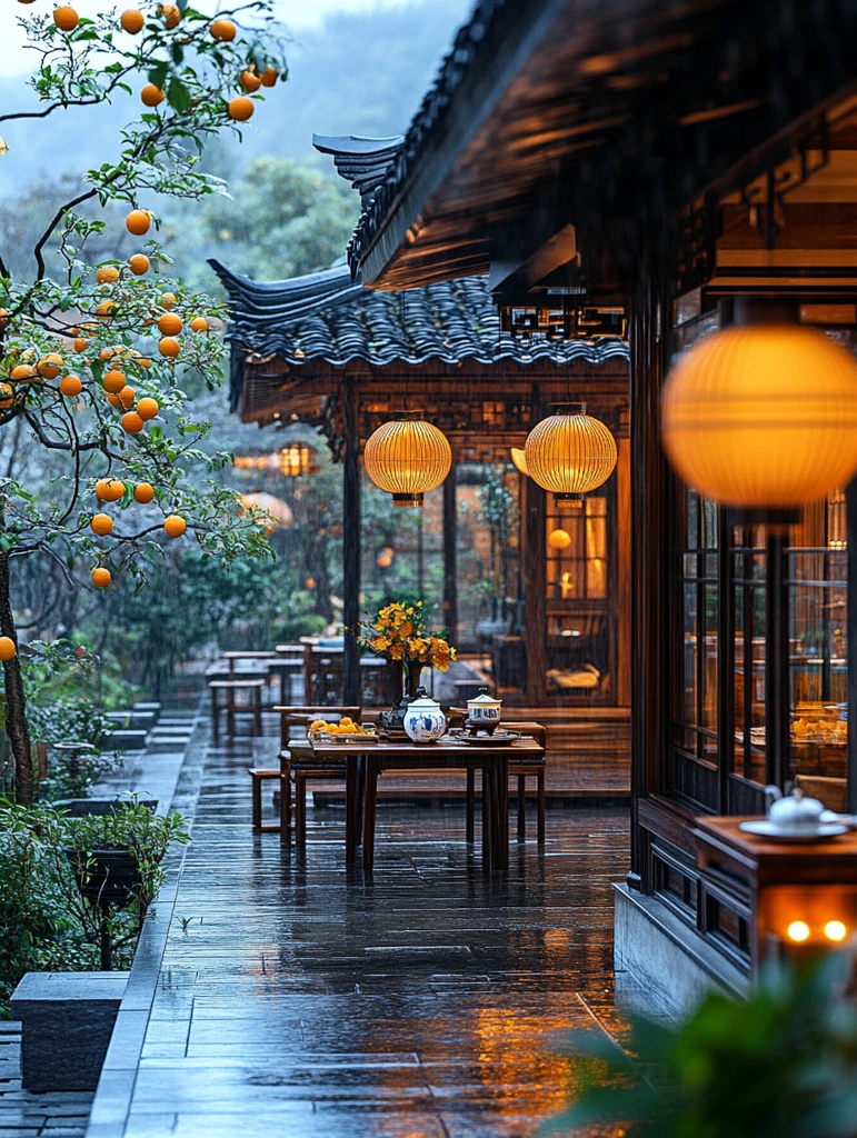 雨后庭院茶席