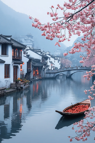 小桥流水月色桃花