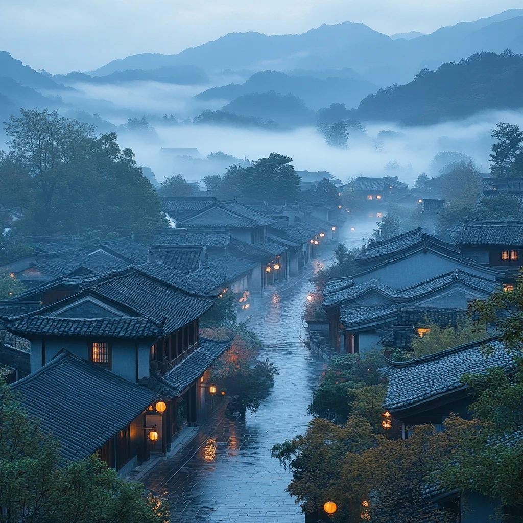 山海云雾近景图