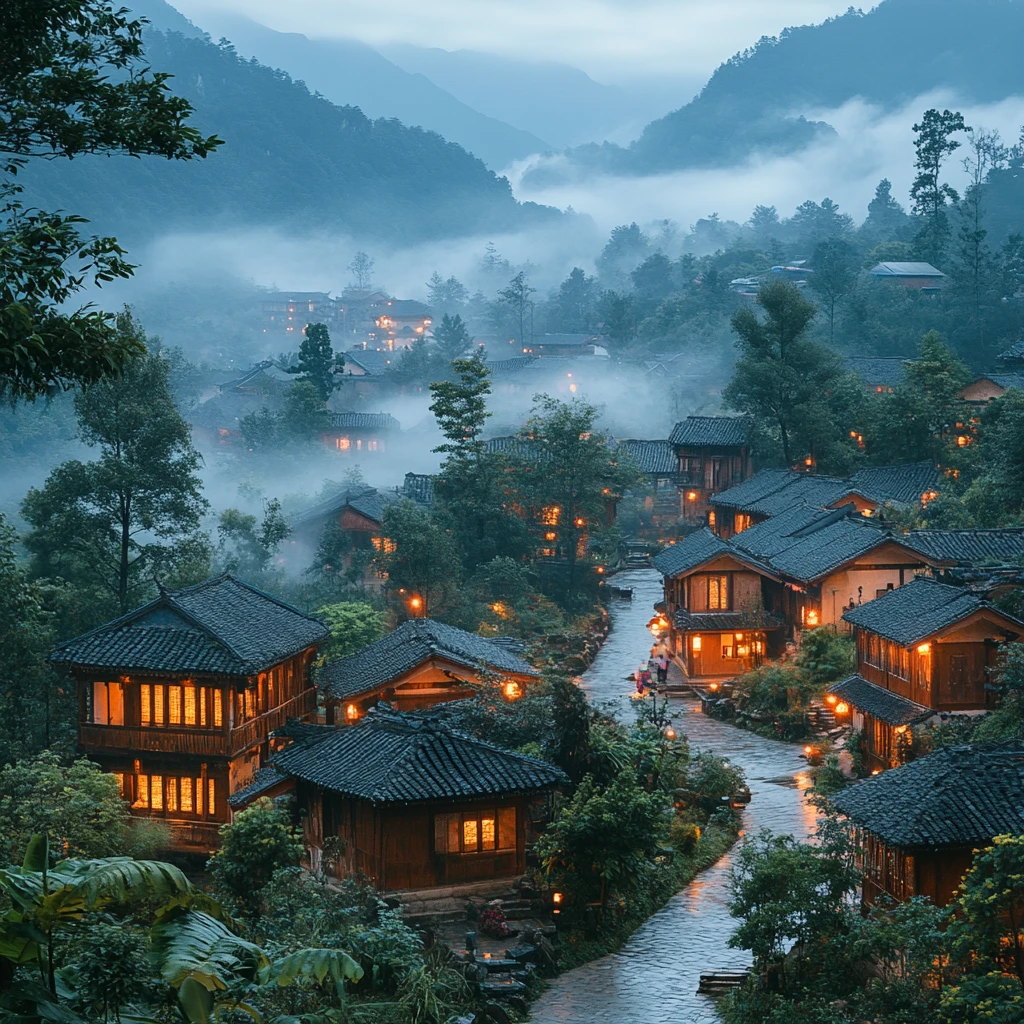 山海云雾近景图