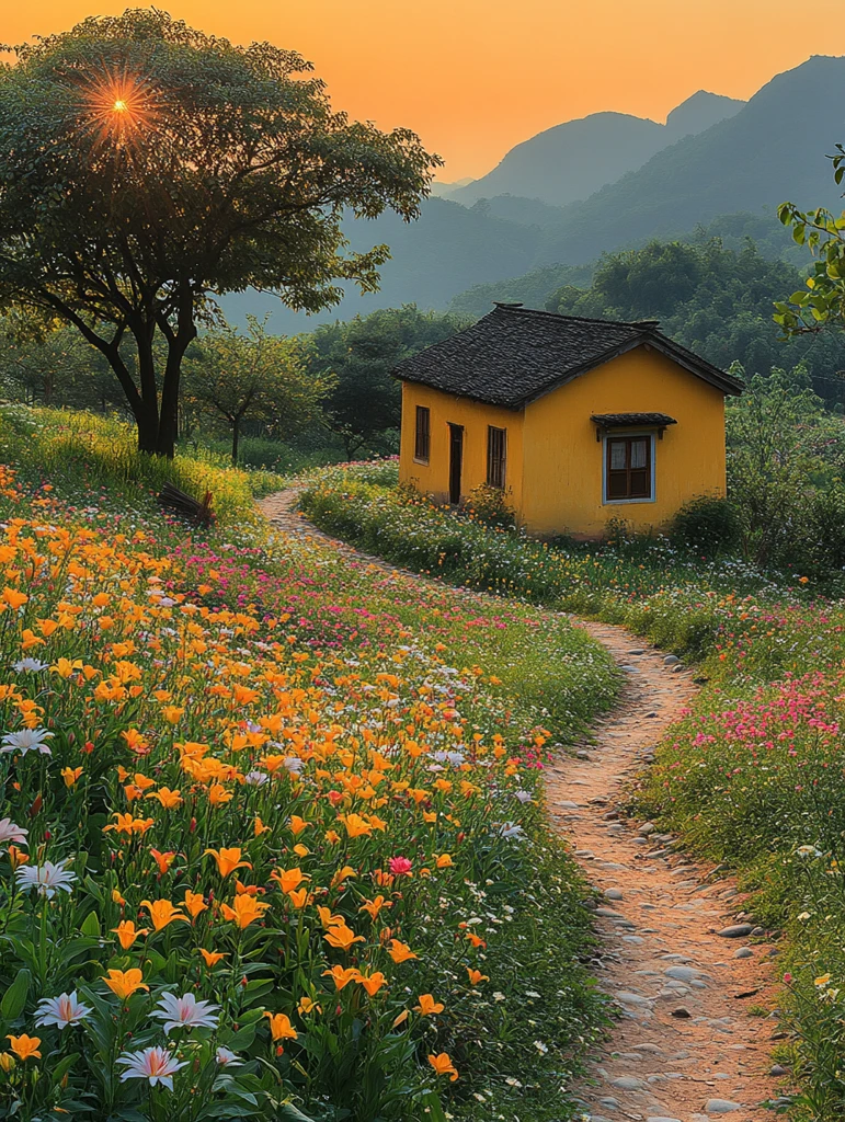 夕阳下的乡间小路