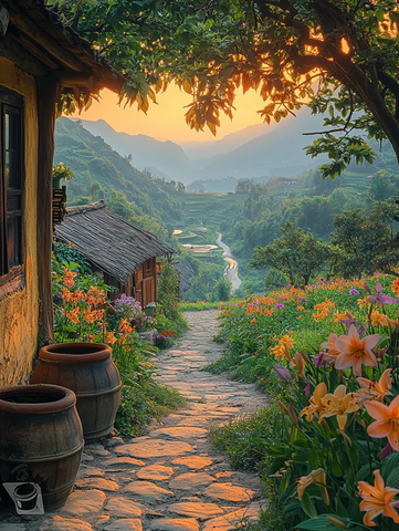 夕阳下的乡间小路