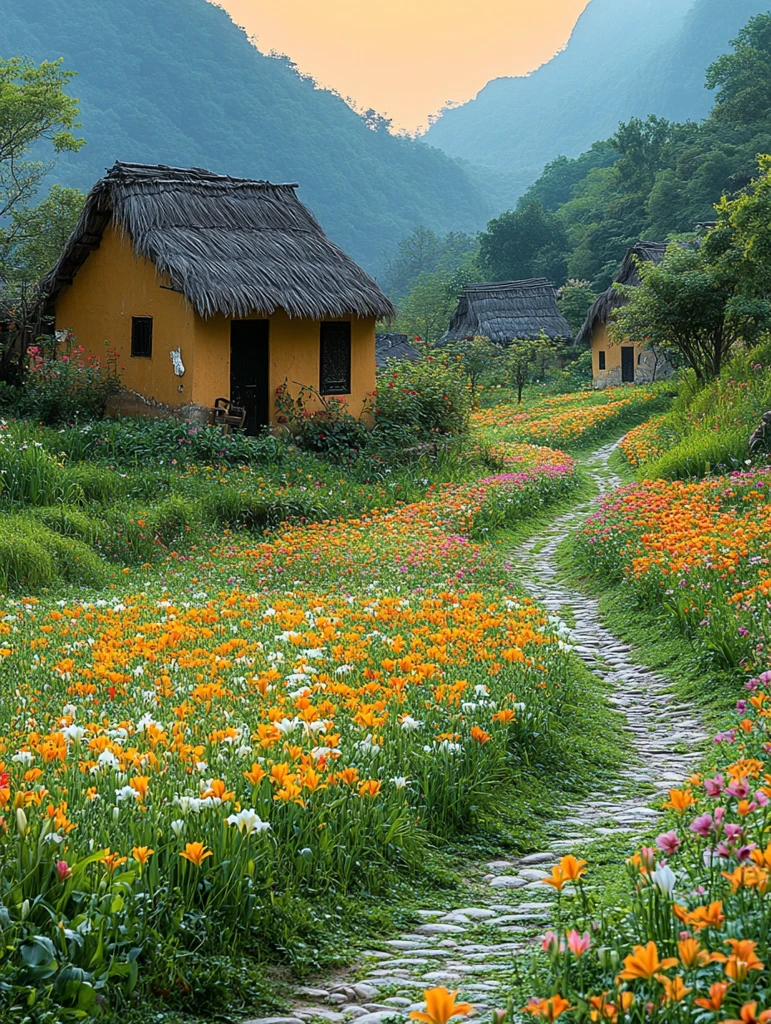 夕阳下的乡间小路