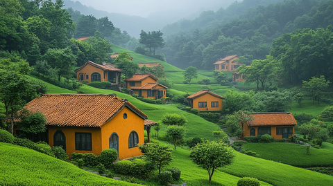 绿野山间古村景