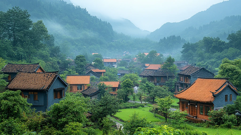 绿野山间古村景