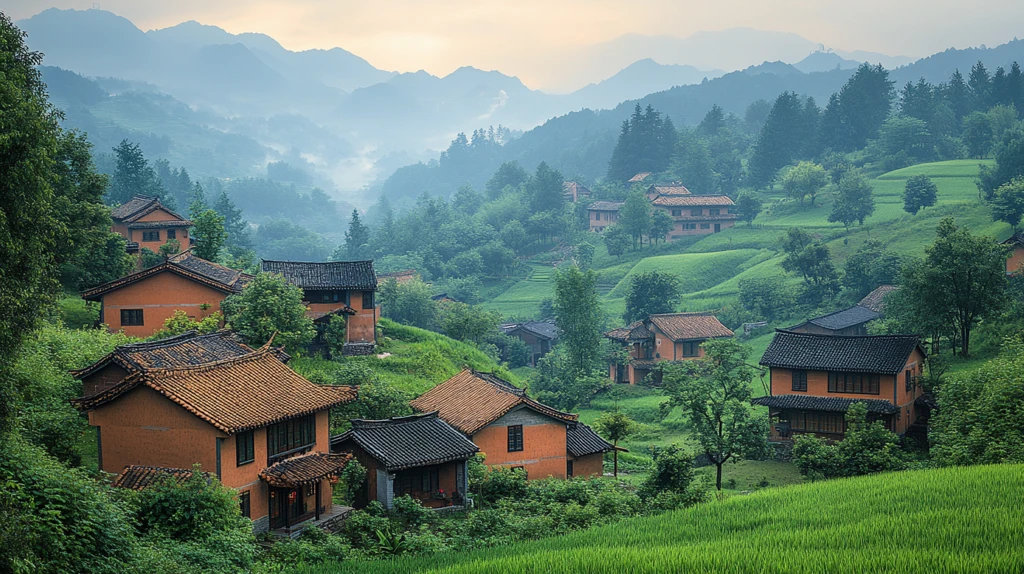绿野山间古村景