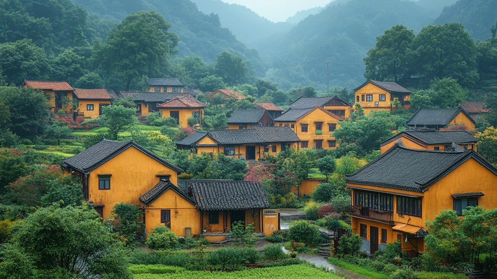 绿野山间古村景