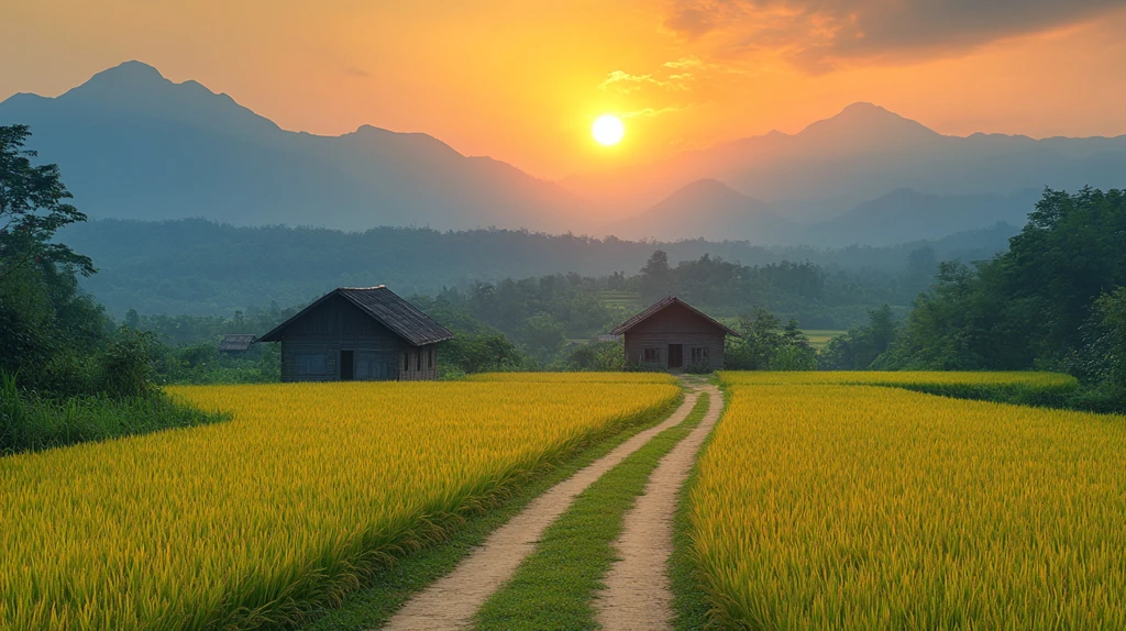 稻田远山乡村路