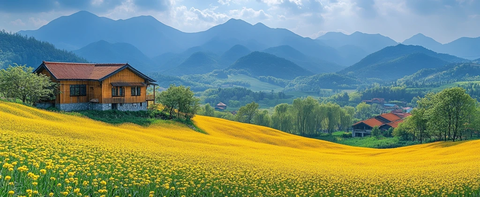 油菜花田乡村景