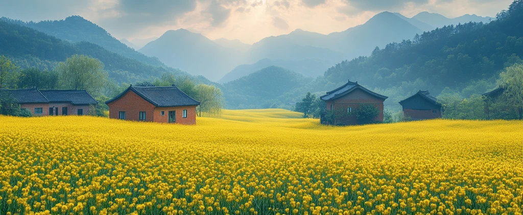 油菜花田乡村景