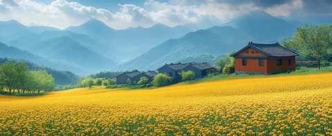 油菜花田乡村景