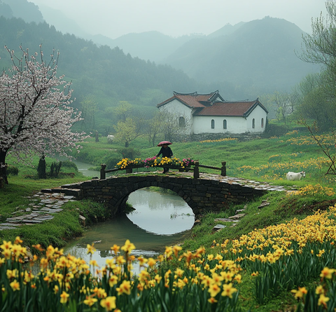 春雨中的田园牧歌