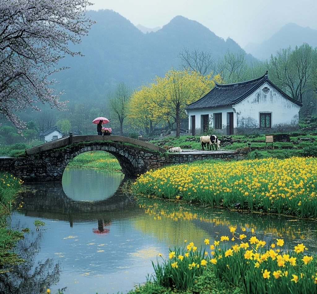 春雨中的田园牧歌