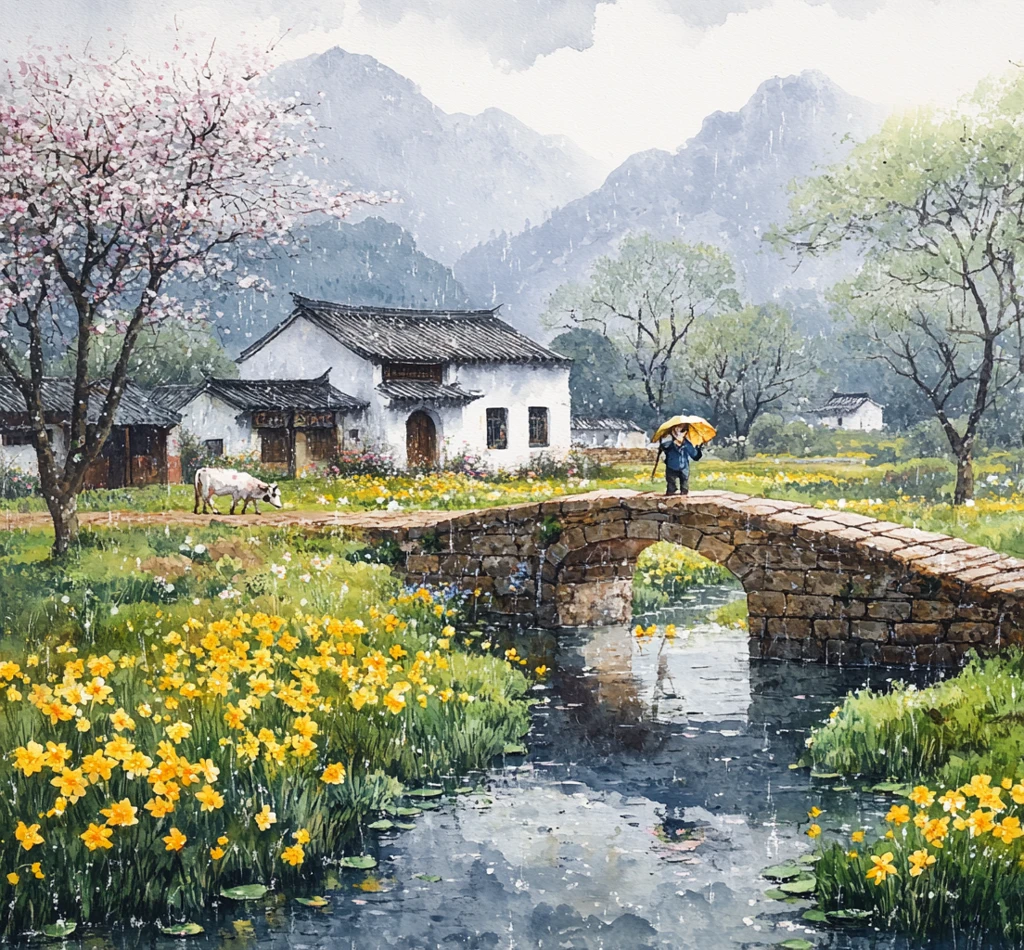 春雨中的田园牧歌