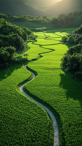 金色稻田广袤无垠