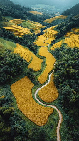 金色稻田广袤无垠