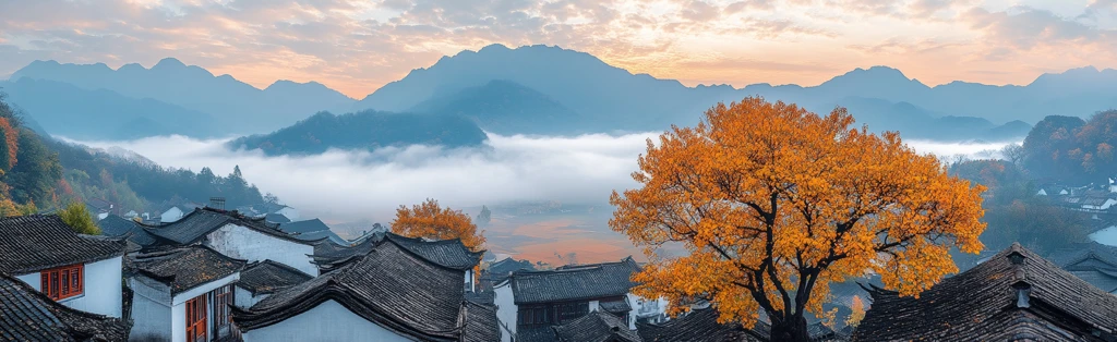 白墙黑瓦柿子树