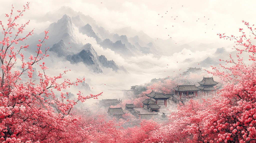 梅花古建云烟图