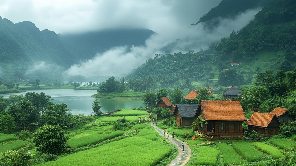 山水间的村庄生活