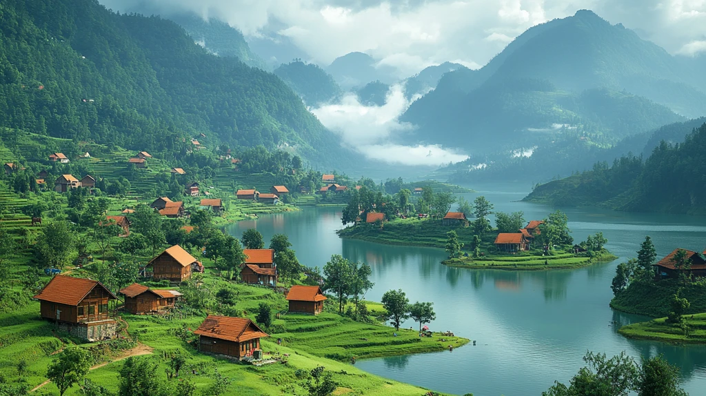 山水间的村庄生活